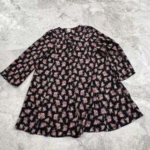 Pink Owl Floral Swing Dress Size Small S Black and Pink